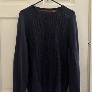 H&M Men's Navy Cable Knit Crewneck Sweater